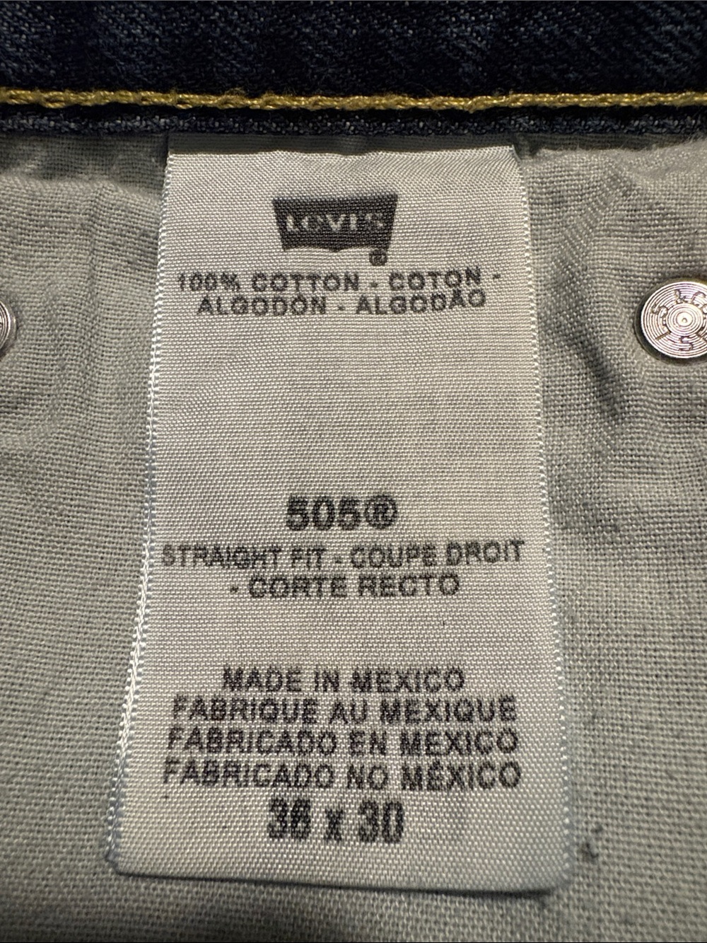 Levi's 505 Straight Men’s Jeans in Dark Blue Denim, Sz 36. - Picture 11 of 13